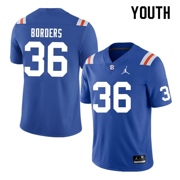 NCAA Florida Gators Chief Borders Youth #36 Nike Blue Throwback Stitched Authentic College Football Jersey DNE7864AW